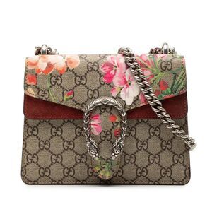 Pre Loved gucci Floral Print Handbag Women Brown Crossbody Bags